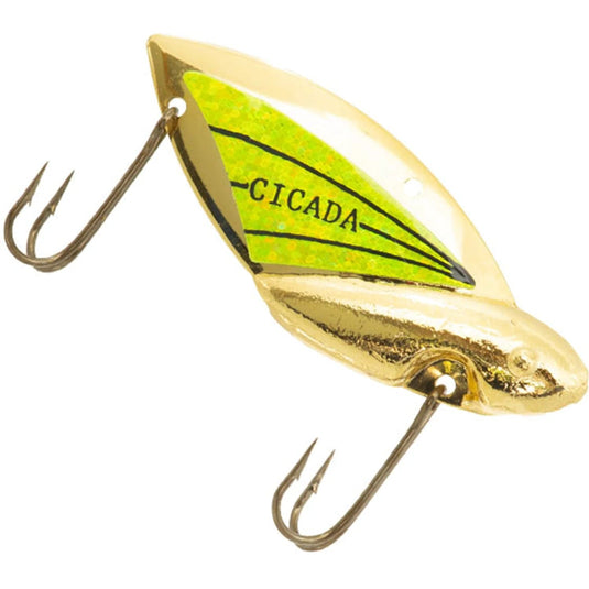 REEF RUNNER ALL ICE 1-8 / Gold-Chartreuse Reef Runner Cicada Blade Bait