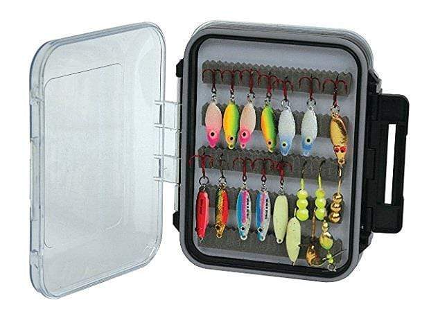 Aventik Fly Box Portable Jig Head Storage Ice Box Crappie Bass Lure Box Jig  Storage Fishing Tackle Box(grey)
