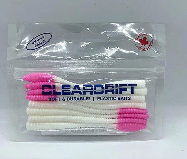 Cleardrift 3.5 Steelhead Worm, White Bubblegum Tail
