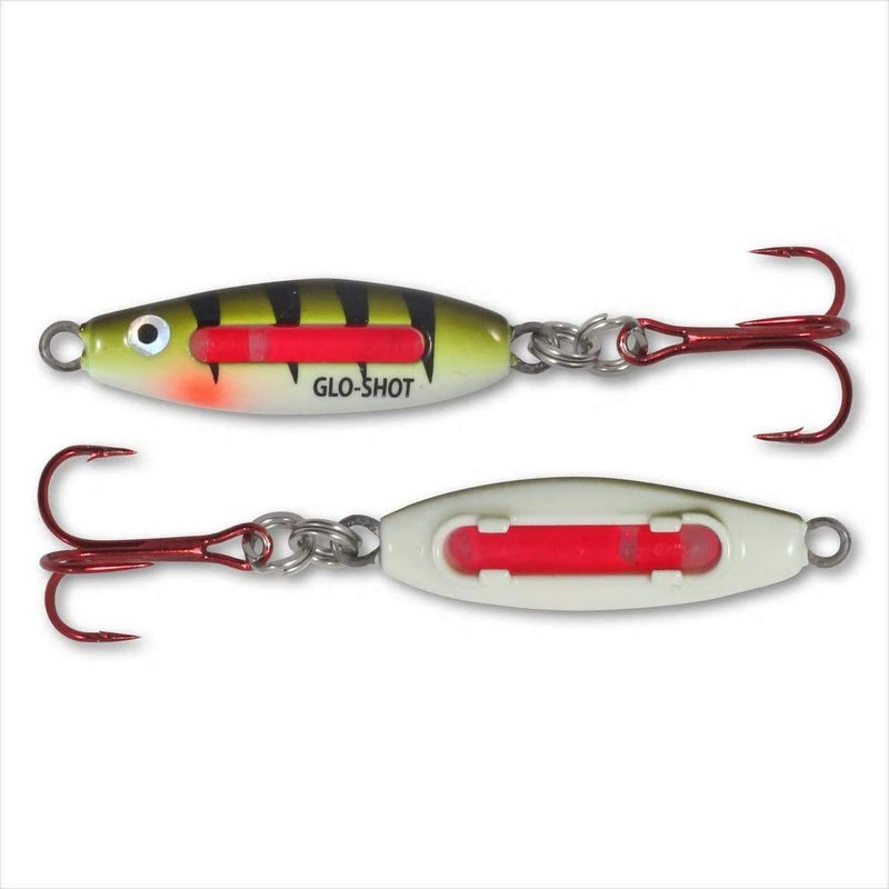 Load image into Gallery viewer, NORTHLAND GLO-SHOT FB SPOON 3-16 / UV GREEN PERCH Northland Glo-Shot Fire Belly Spoon
