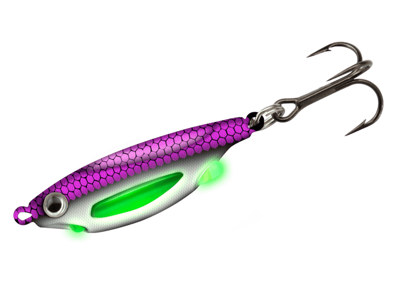 Load image into Gallery viewer, 13 FISHING FLASH BANG 3-8 / Tickle Me Pink 13 Fishing Flash Bang Jigging Rattle Ice Spoon Jig
