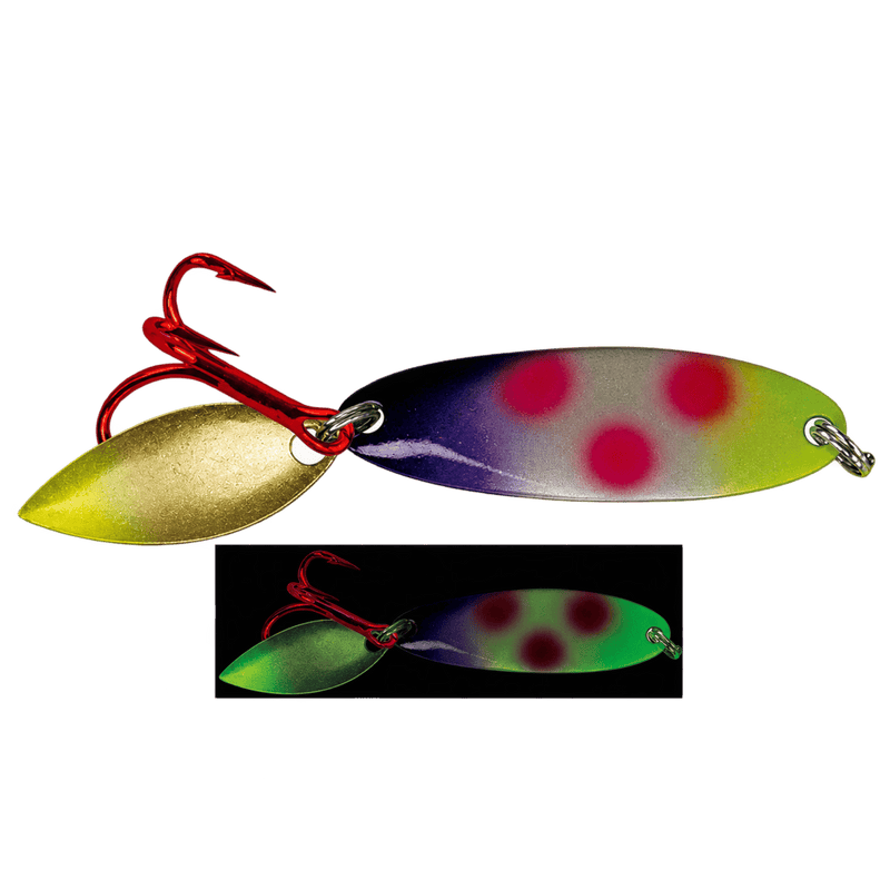 Load image into Gallery viewer, ACME ICE SPOONS 1-8 / Liplock Acme Bladed Kastmaster Moonshine Glow
