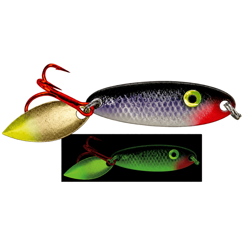 Load image into Gallery viewer, ACME ICE SPOONS 1-8 / Plum Glow Acme Bladed Kastmaster Moonshine Glow
