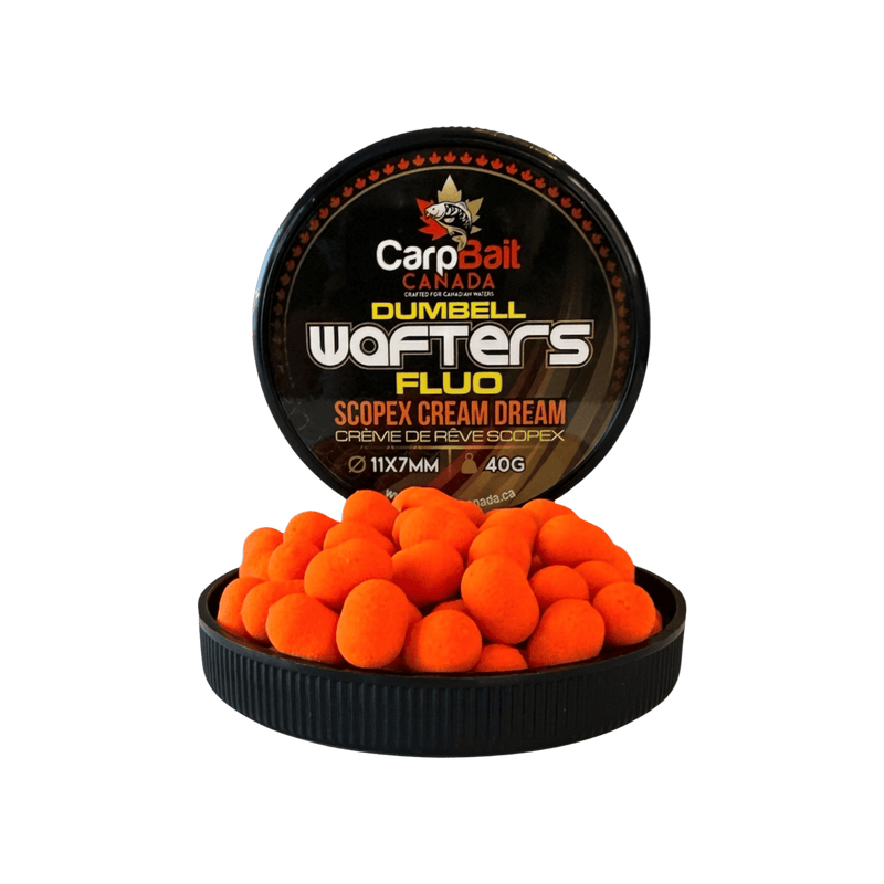 Load image into Gallery viewer, CARPBAIT CANADA CARP/CATFISH 11x7MM / Scopex Cream Dream CarpBait Canada Mini Dumbell Wafters
