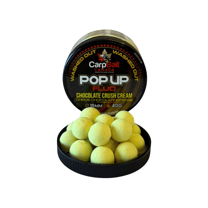 Load image into Gallery viewer, CARPBAIT CANADA CARP/CATFISH 15MM / Chocolate Crush Cream CarpBait Canada Washed Out Pop Up FLUO
