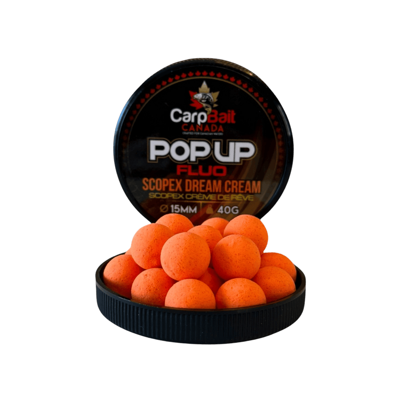 Load image into Gallery viewer, CARPBAIT CANADA CARP/CATFISH 15MM / Scopex Dream Cream CarpBait Canada Pop Up Fluo
