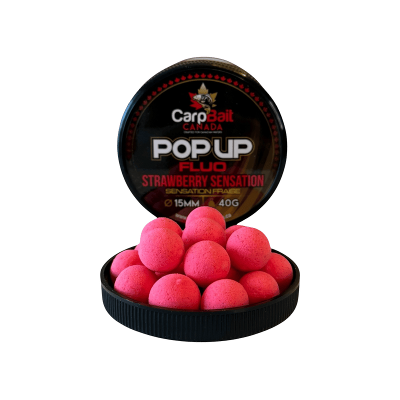 Load image into Gallery viewer, CARPBAIT CANADA CARP/CATFISH 15MM / Strawberry Sensation CarpBait Canada Pop Up Fluo
