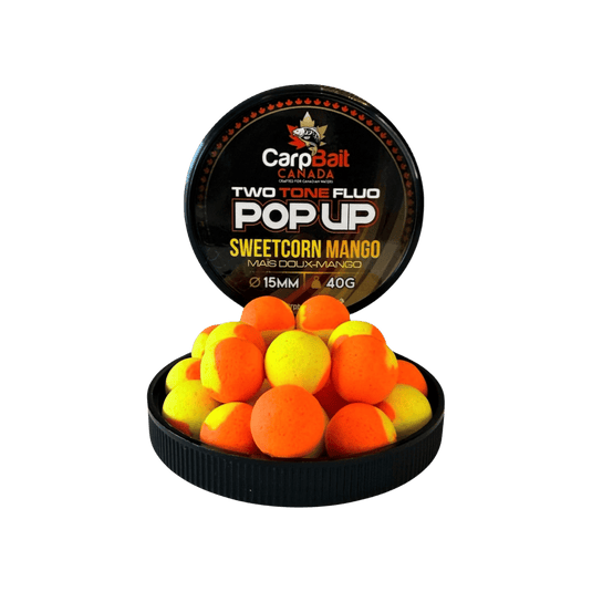 CARPBAIT CANADA CARP/CATFISH 15MM / Sweetcorn Mango CarpBait Canada Two Tone Pop Up