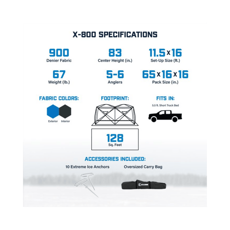 Load image into Gallery viewer, CLAM HUB SHELTERS LARGE Clam X-800 Thermal Hub Ice Shelter

