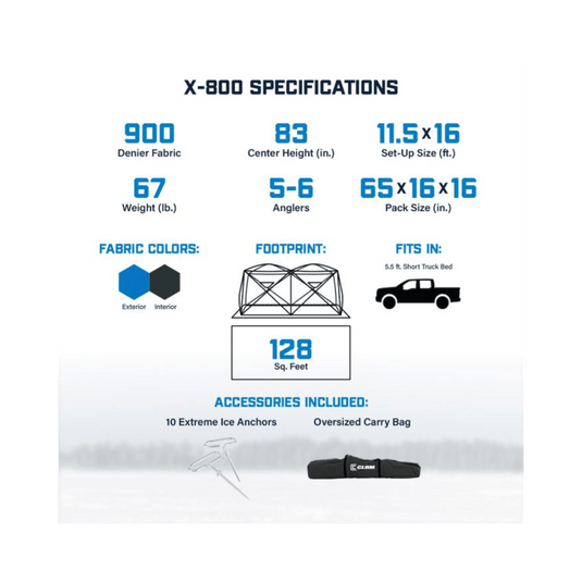 CLAM HUB SHELTERS LARGE Clam X-800 Thermal Hub Ice Shelter