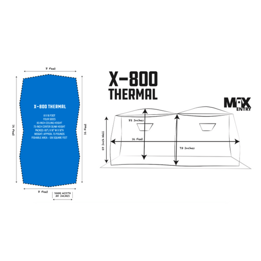 CLAM HUB SHELTERS LARGE Clam X-800 Thermal Hub Ice Shelter