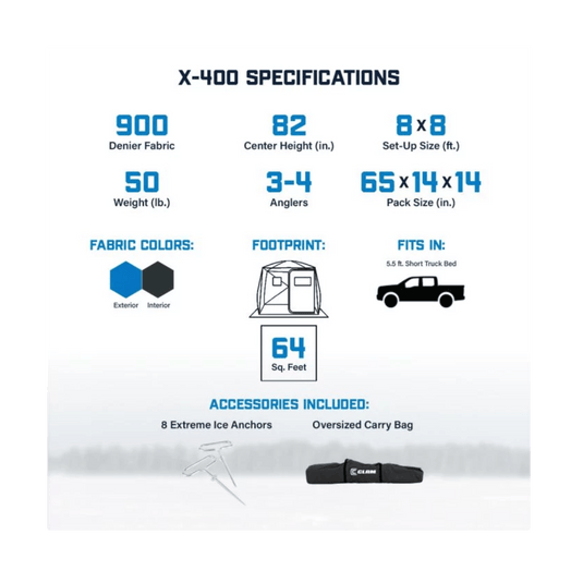 CLAM HUB X400 Clam X-400 Thermal Ice Hub Shelter