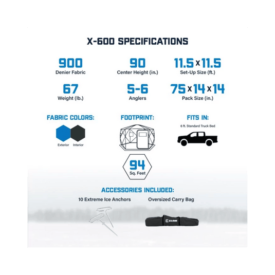 CLAM HUB X600 Clam X-600 Thermal Hub Ice Shelter