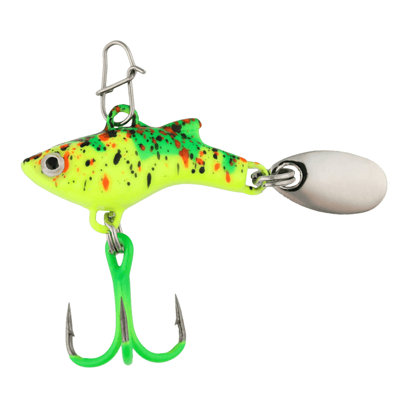 Load image into Gallery viewer, CLAM ICE JIGS 1-16 / Glow Chartreuse Koi Clam Tikka Flash Blade Jig
