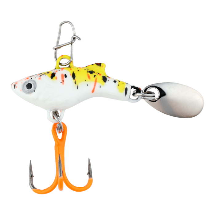 Load image into Gallery viewer, CLAM ICE JIGS 1-16 / Glow White-Chartreuse Koi Clam Tikka Flash Blade Jig
