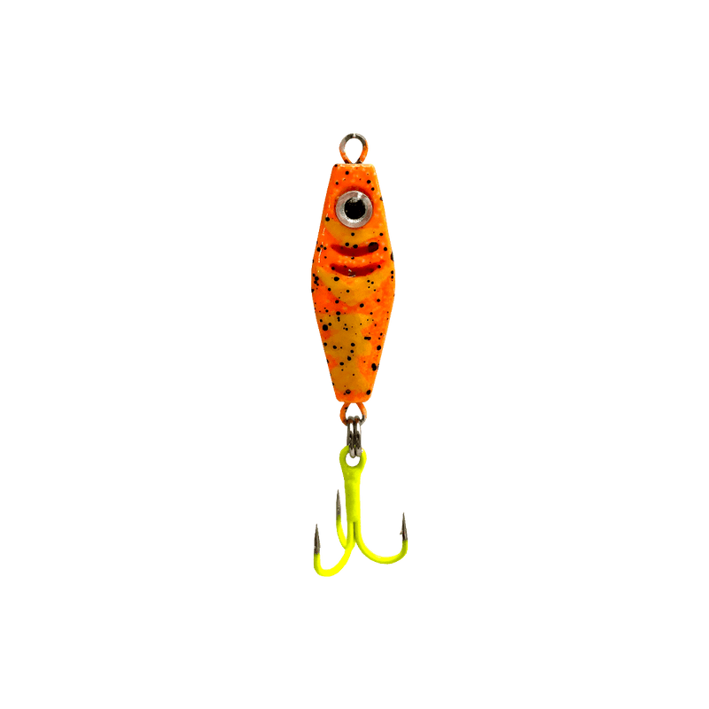 Load image into Gallery viewer, CLAM ICE SPOONS 1-8 / Glow Orange Koi Clam Rattlin&#39; PT Ice Spoon
