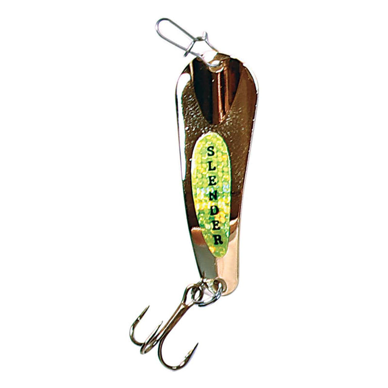 Load image into Gallery viewer, CUSTOM JIGS ALL ICE 1-4 / Silver Chartreuse Custom Jigs and Spins Slender Spoon
