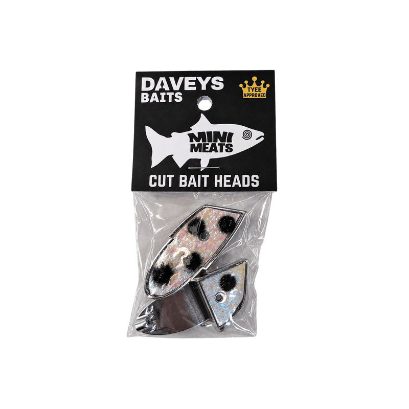 Load image into Gallery viewer, DEEP RIG TACKLE BAIT/MEAT HEADS Dalmation Chrome Daveys Baits Mini Bait Heads
