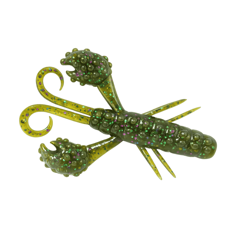 Load image into Gallery viewer, DEPS CRAWS/CREATURE 3.5" / Green Pumpkin/Purple &amp; Green Flake Deps Beckon Craw
