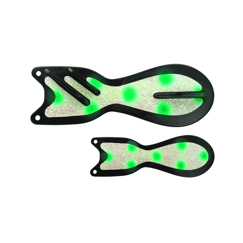 Load image into Gallery viewer, DREAMWEAVER FLASHERS Black Green Dot Dreamweaver Spin Doctor 8"
