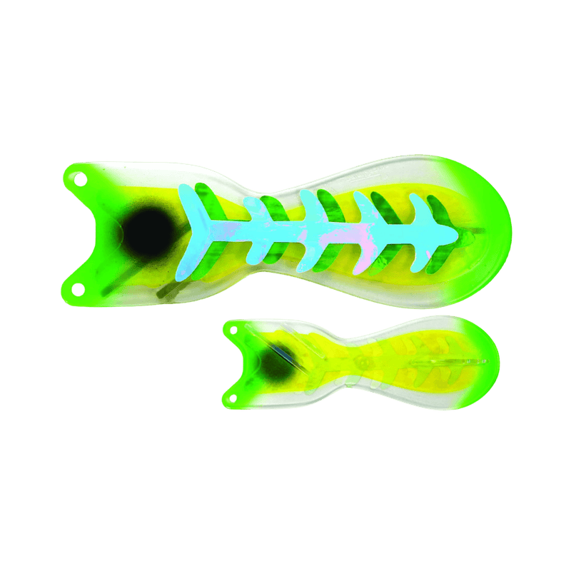 Load image into Gallery viewer, DREAMWEAVER FLASHERS UV Green / Yellow Dreamweaver Spin Doctor 8"
