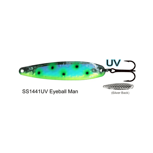 DREAMWEAVER TROLLING SPOONS Eyeball Man UV Dreamweaver Super Slim Spoon 3.75"