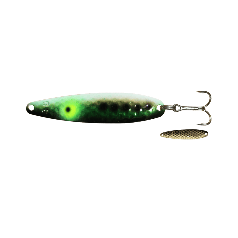 Load image into Gallery viewer, DREAMWEAVER TROLLING SPOONS Green Goby Dreamweaver Super Slim Spoon 3.75&quot;
