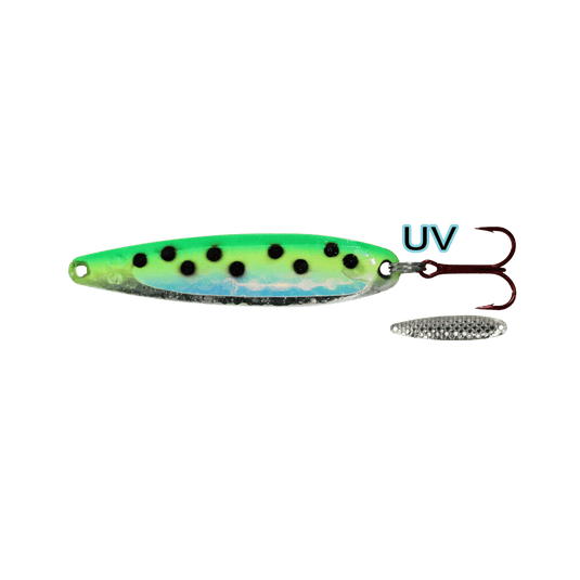 DREAMWEAVER TROLLING SPOONS Green Leopard UV Dreamweaver Super Slim Spoon 3.75"