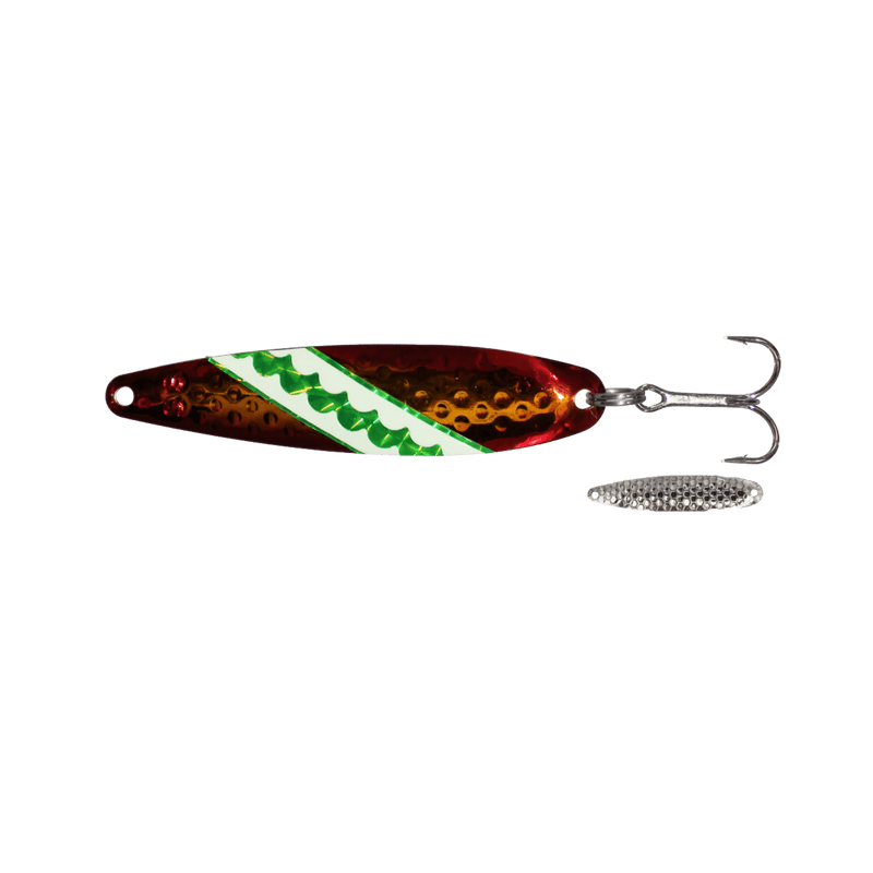 Load image into Gallery viewer, DREAMWEAVER TROLLING SPOONS Red Monkey Puke Glow Dreamweaver Super Slim Spoon 3.75&quot;
