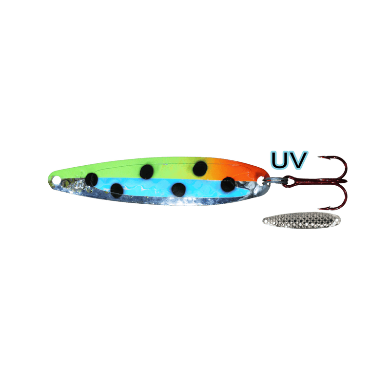 Load image into Gallery viewer, DREAMWEAVER TROLLING SPOONS Spotted Starburst Dreamweaver Super Slim Spoon 3.75&quot;
