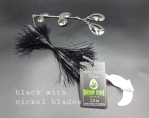 DROP TINE TACKLE TRIPLE DEUCE 4.3OZ / Black-Nickel Blade Drop Tine Tackle Triple Deuce Spinner Bait 4.3oz