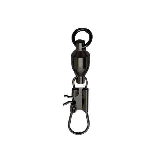 EMERY TERMINAL TACKLE Black Welded Ball Bearing Swivels with Interlock Snaps