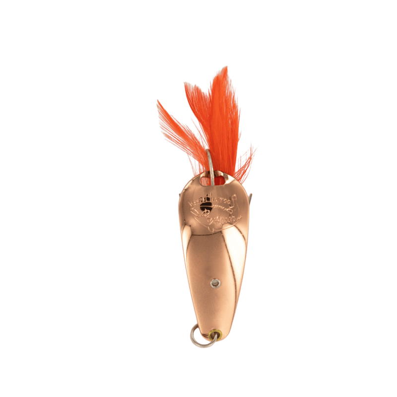 Load image into Gallery viewer, EPPINGER SALTWATER 1-2oz / Copper-Orange Feather Dardevle Rex Spoon 1/2oz
