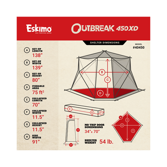ESKIMO HUB SHELTERS LARGE Eskimo Outbreak 450XD Pop Up Ice Hut
