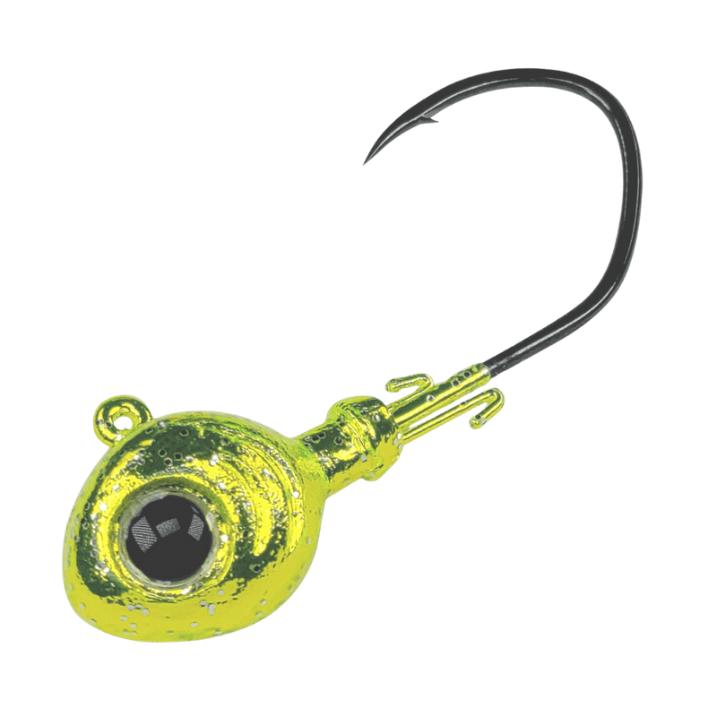 Load image into Gallery viewer, GAMAKATSU SWIM JIGS 3-4 / Chrome Chartreuse Sparkle Gamakatsu Maxeye Jig Swim Head
