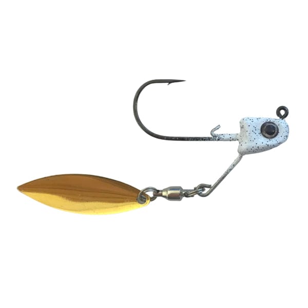 Load image into Gallery viewer, GREAT LAKES FINESSE SWIMBAIT JIGS 3-16 / White Shad (Gold Blade) Great Lakes Finesse Sneaky Underspin Jig
