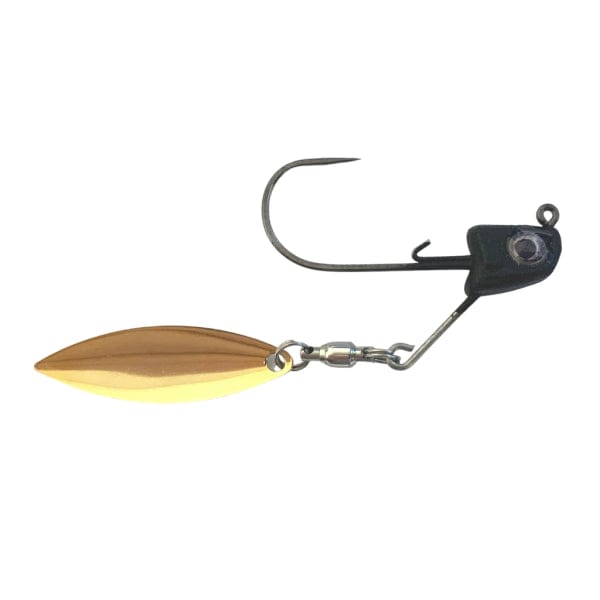 Load image into Gallery viewer, GREAT LAKES FINESSE SWIMBAIT JIGS 3-8 / Matte Black  (Gold Blade) Great Lakes Finesse Sneaky Underspin Jig
