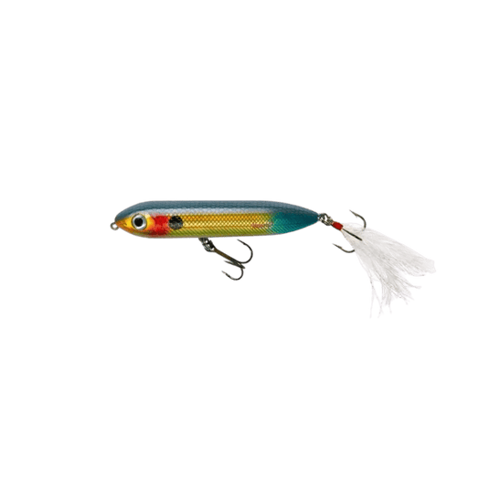 HEDDON TOPWATER BAIT Wounded Shad Heddon Feather Dressed Super Spook Jr.