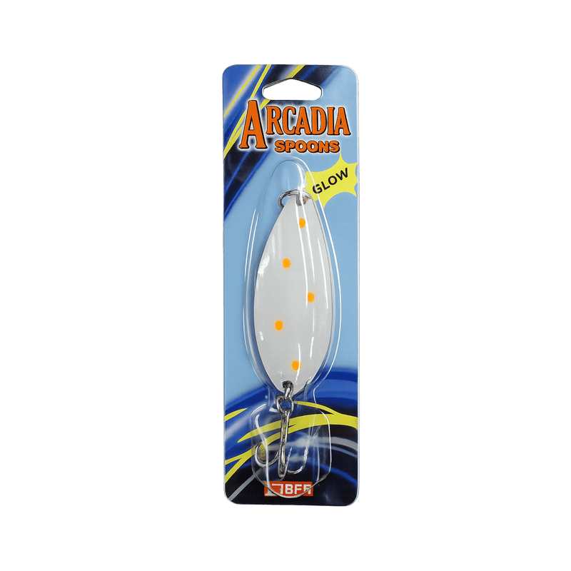 Load image into Gallery viewer, K&amp;E CASTING SPOONS 3-4oz / Glow Orange Dot K&amp;E Arcadia River Spoons
