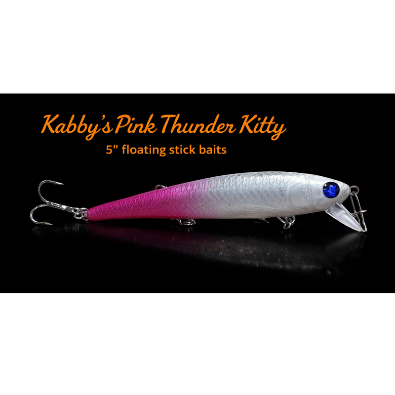 Load image into Gallery viewer, KABBY'S CUSTOM TROLLING BODYBAITS Pink Thunder Kitty Kabby's 5" Floating Stick Bait
