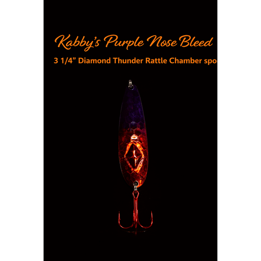 KABBY'S CUSTOM TROLLING SPOONS 3.25" / Purple Nose Bleed Kabby's Diamond Thunder Rattle Chamber Spoon