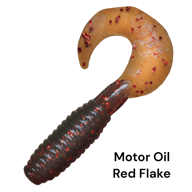Load image into Gallery viewer, KALIN LUNKER GRUBS 3&quot; &amp;  5&quot; MOTOR OIL RED FLAKE | FISHING WORLD | CANADA
