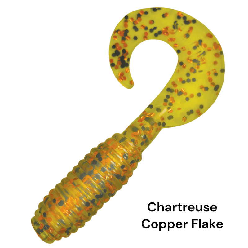 Load image into Gallery viewer, KALIN LUNKER GRUBS 3&quot; CHARTREUSE COPPER FLAKE | FISHING WORLD | CANADA
