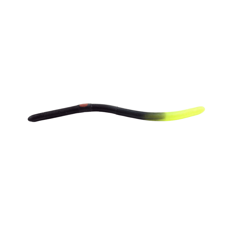 Load image into Gallery viewer, KELLY'S WORMS Black/Chartreuse Firetail Kelly's Bass Worms Fire Tail
