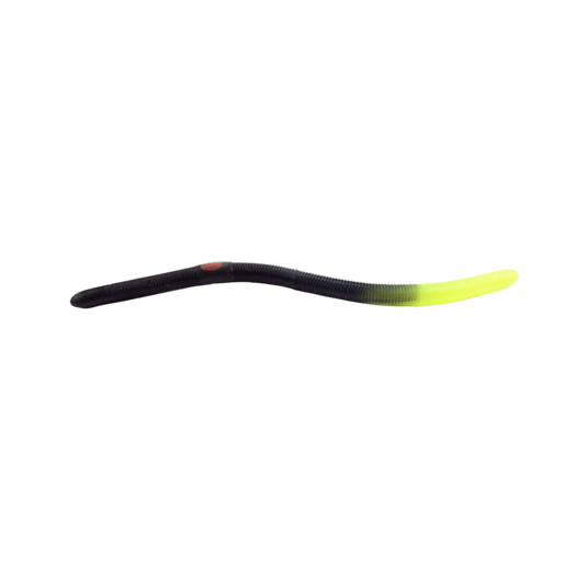 KELLY'S WORMS Black/Chartreuse Firetail Kelly's Bass Worms Fire Tail