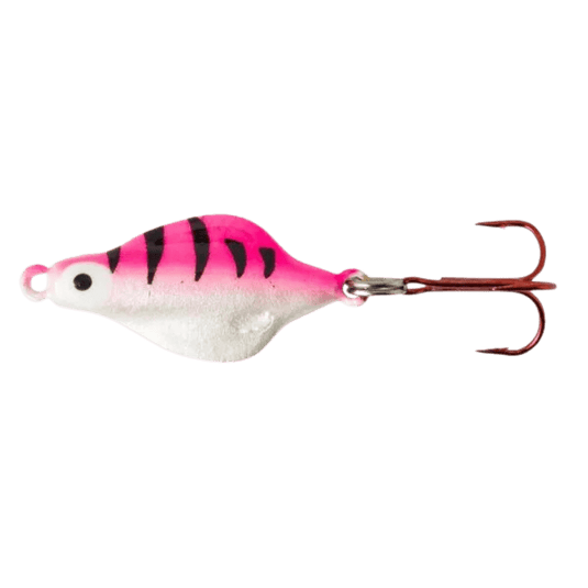 LINDY ICE SPOONS 1-16 / Pink Tiger Glo Lindy Rattl'n Flyer Spoon