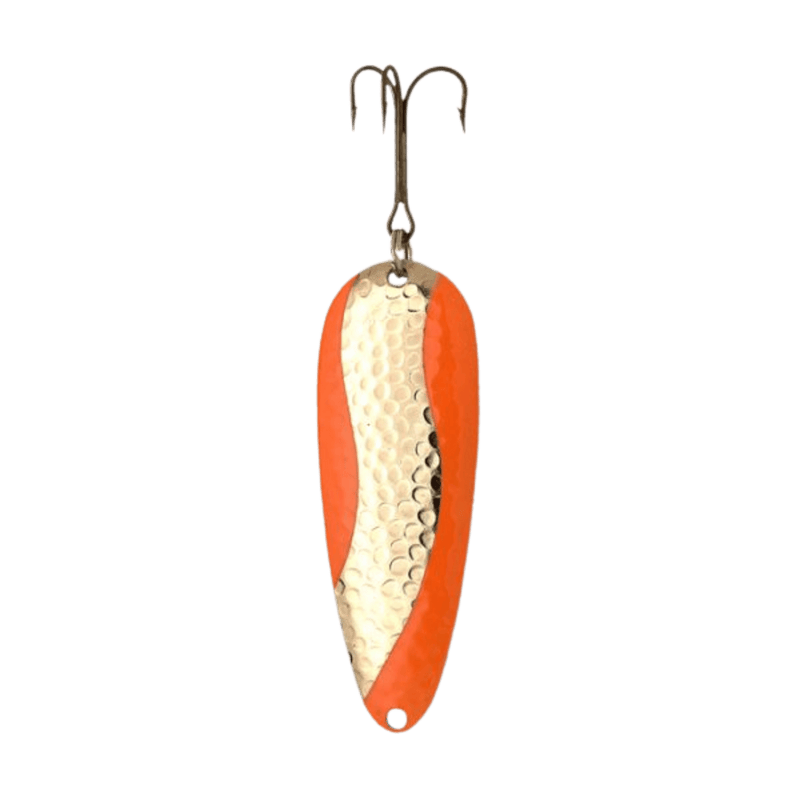 Load image into Gallery viewer, LUCKY STRIKE CASTING SPOONS 3" / Hammered Flo. Orange Lucky Strike Devil Bait Spoon
