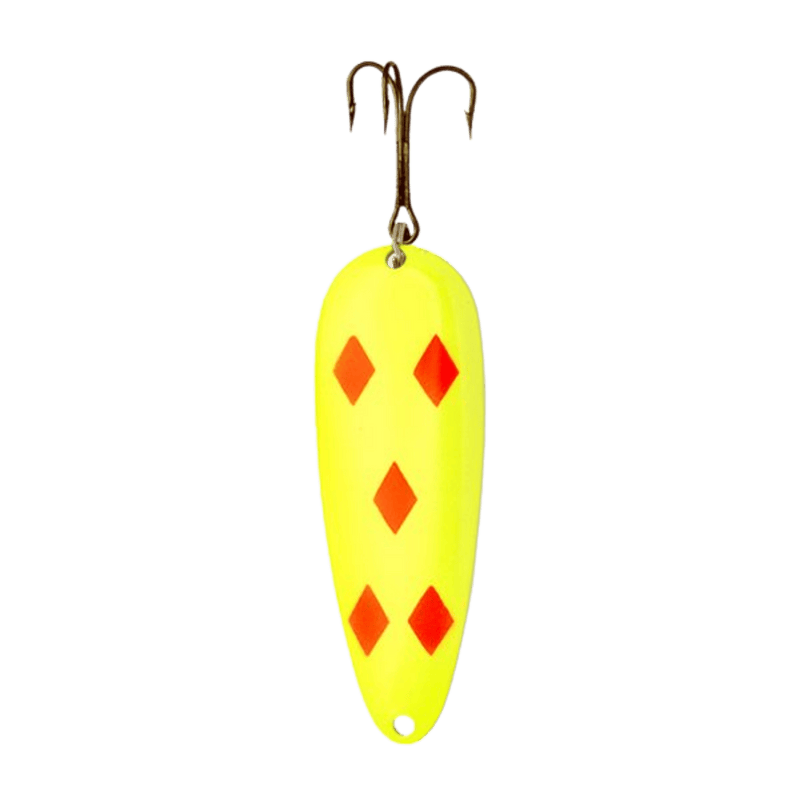 Load image into Gallery viewer, LUCKY STRIKE CASTING SPOONS 3" / Nickel Yellow &amp; Red Diamond Lucky Strike Devil Bait Spoon
