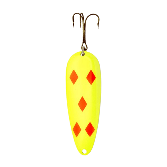 LUCKY STRIKE CASTING SPOONS 3" / Nickel Yellow & Red Diamond Lucky Strike Devil Bait Spoon