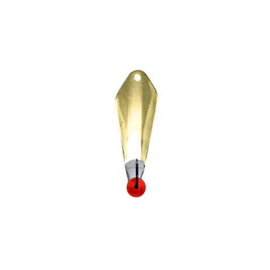 MCGATHYS HOOKS LLC ICE SPOONS Salmon Egg Orange-Brass McGathy's Hooks Slab Grabber Diamond Cut 2" 6mm Bead